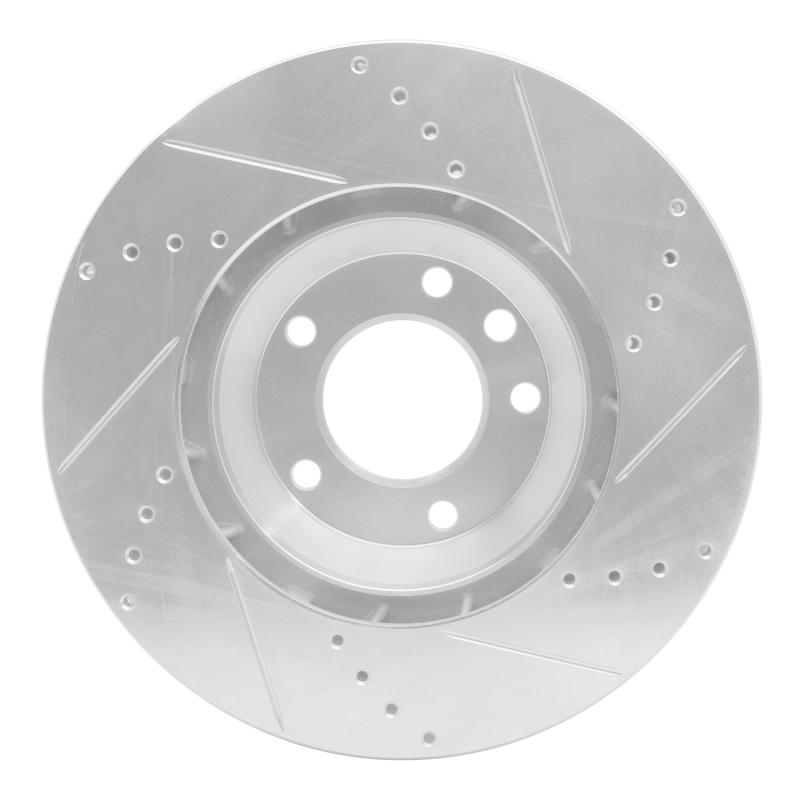 Audi Q7 Brake Rotor (1) - Right Front - R1 Concepts - Drilled & Slotted - Silver - `03-`15